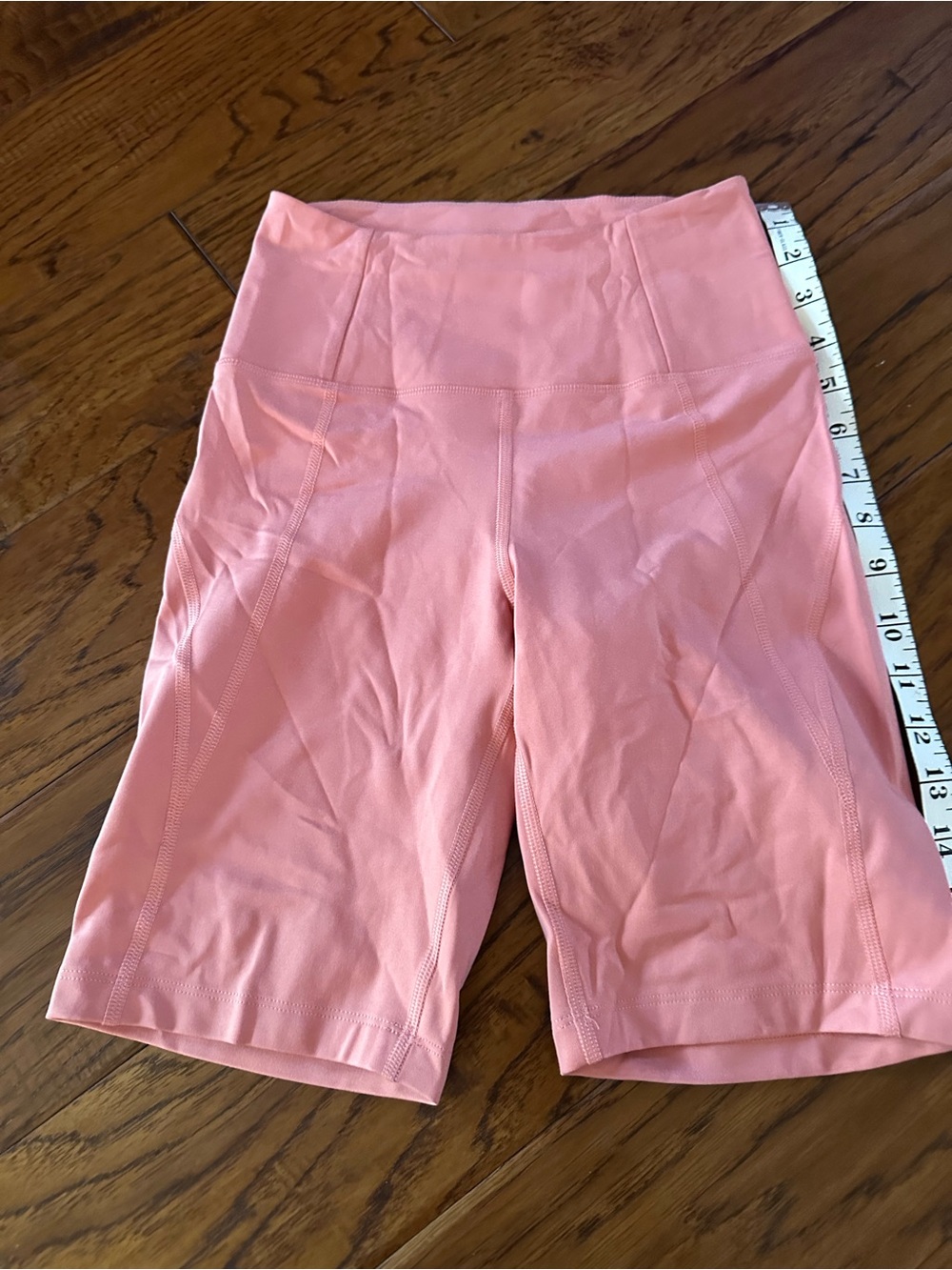 girlfriend collective Coral Pink High-Waist Bike Shorts